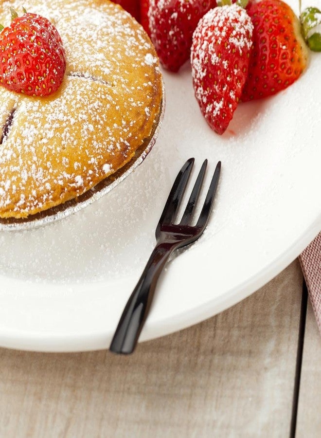 Restaurantware-4 Inch Cake Forks, 100 Knife-Edged Premium Pastry Forks - Disposable, Solid And Durable, Black Plastic Sharp Edge Fork, For Parties, Bakeries, Catering Services, Gatherings - Image 3