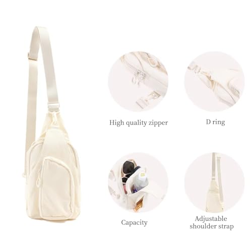VAKAER Small Sling Bag for Women, Small Crossbody Bags with Adjustable Strap,Lightweight Casual Daypack Backpacks for Travel Hiking (Ivory) - Image 3