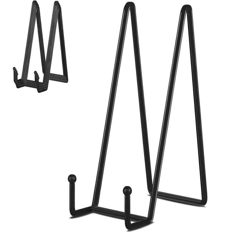 IBosins 5 Pack 12 Inch Plate Holder Display Stands, Large Metal Black Frame Stand for Picture, Book, Photo Easel, Creation, Collectibles - Image 1