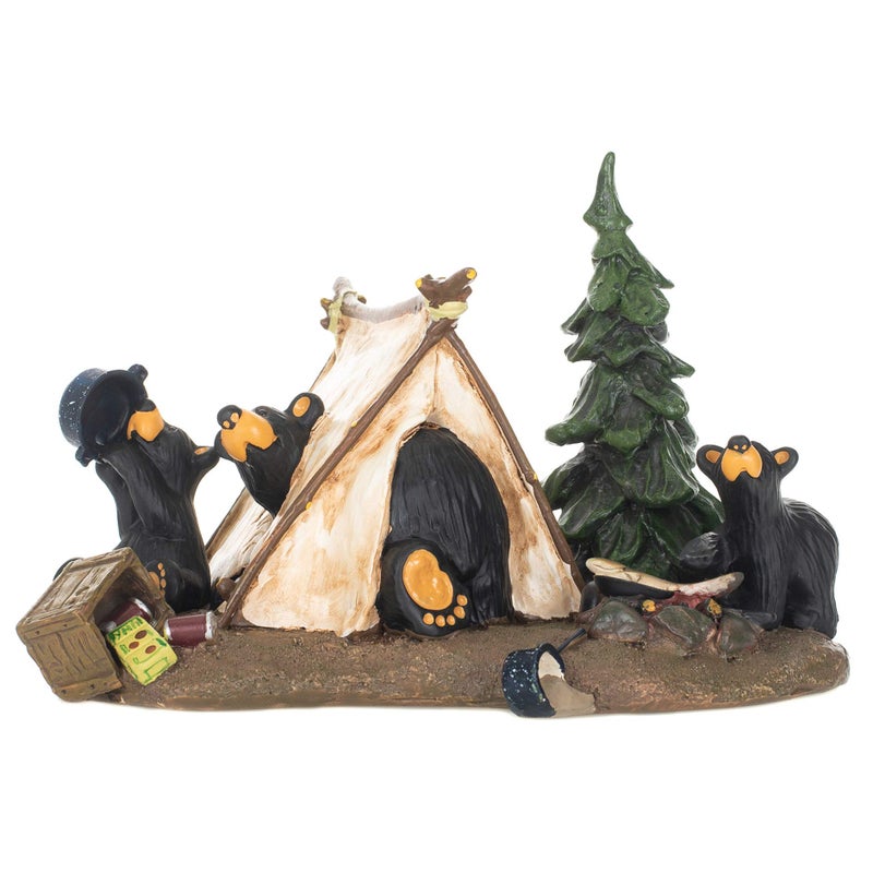 DEMDACO Bearfoots by Jeff Fleming Camp Runamuck Bear Black Bear 5 x 75 Handcast Resin Tabletop Figurine Sculpture