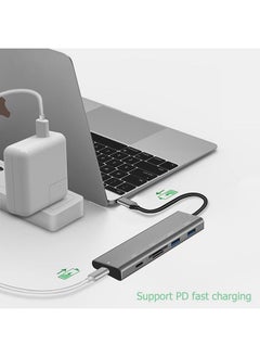 NIBEMINENT Type-C Hub USB-C To 2x USB 3.0 TF/SD Slot PD Adapter Coverter Grey  - Image 3