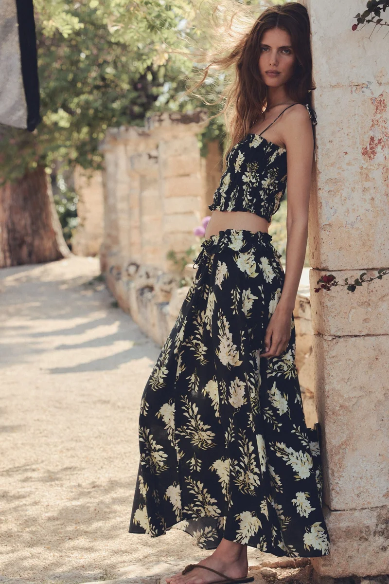 H&M Frill-trimmed maxi skirt
