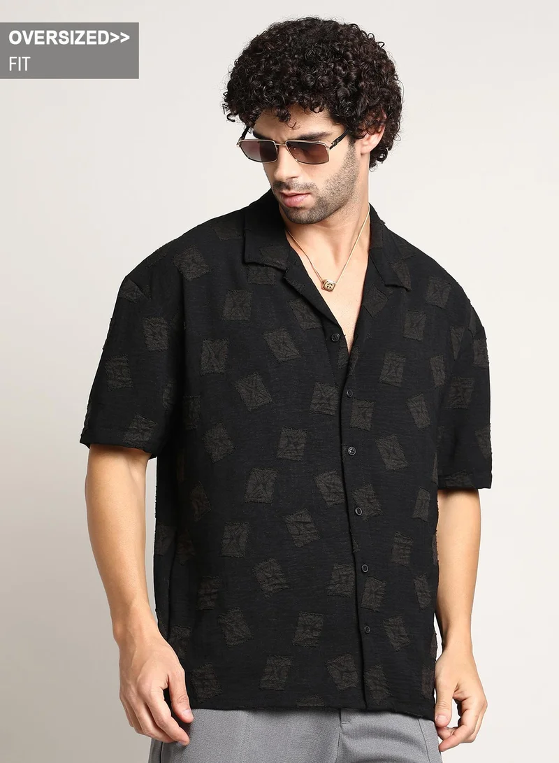 كامبوس سوترا Men's Onyx Black Indie-Cuban Oversized Shirt