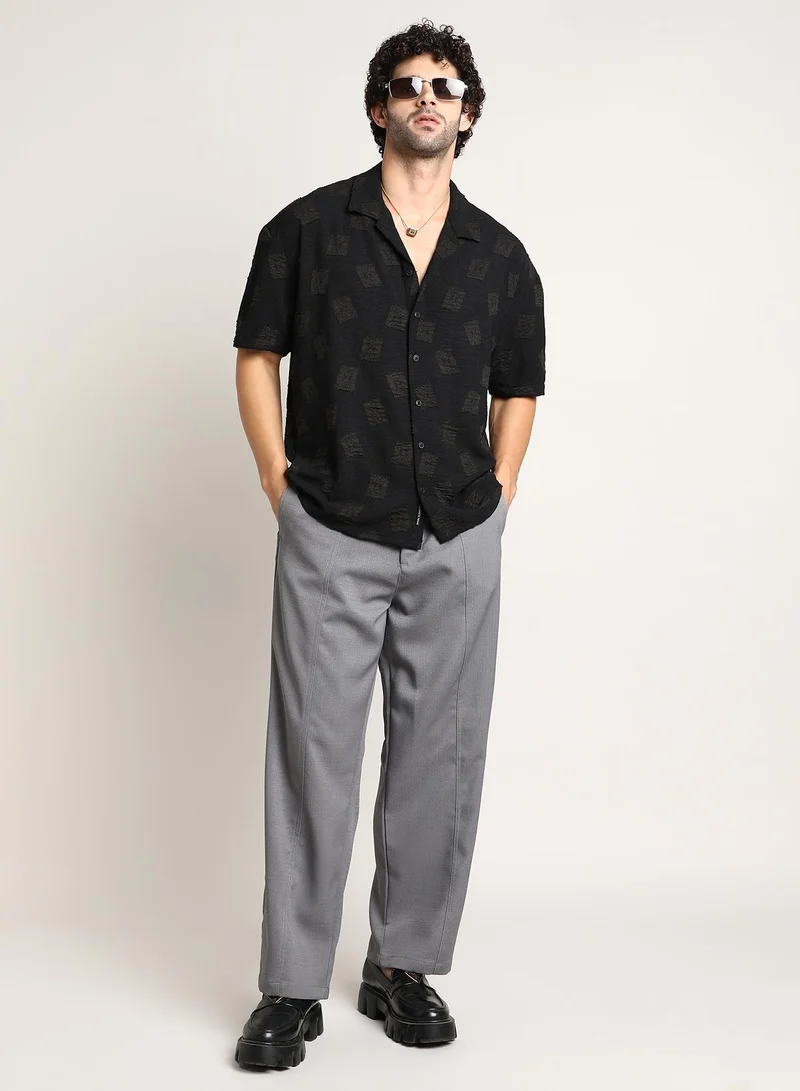كامبوس سوترا Men's Onyx Black Indie-Cuban Oversized Shirt