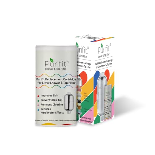 Purifit Replacement Cartridge for Silver Shower & Tap Filter | Reduce Chlorine | Hardwater | Limescale | Hair Fall | Skin Issues | White Colour | 1Pcs - Image 1