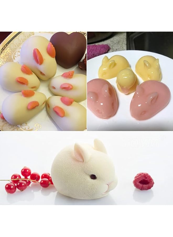 S-TOP 6 Even Silicone Rabbit Bunny Mousse Cake Mold 3D Animal Modeling Candy Molds DIY Cake Decorative Baking Tools for Chocolate, Soap, jello, Candy, Fondant, Crayon, Lotion Bar French Dessert Cake Topper - Image 3
