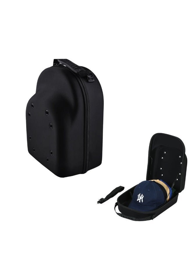 FDTY حقيبة قبعات للسفر، حقيبة تخزين قبعات بيسبول، حقيبة قبعات بمقبض حمل وحزام كتف، حامل منظم قبعات بيسبول لـ 6 قبعات، مثالية للسفر والتخزين المنزلي  12.99*9.06*5.51 بوصة (أسود) - Image 1