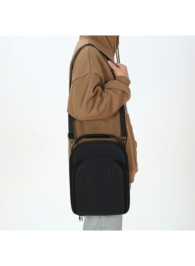 FDTY حقيبة قبعات للسفر، حقيبة تخزين قبعات بيسبول، حقيبة قبعات بمقبض حمل وحزام كتف، حامل منظم قبعات بيسبول لـ 6 قبعات، مثالية للسفر والتخزين المنزلي  12.99*9.06*5.51 بوصة (أسود) - Image 4