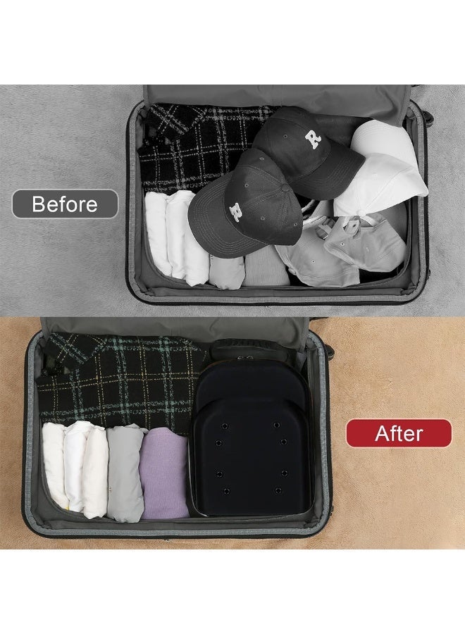 FDTY حقيبة قبعات للسفر، حقيبة تخزين قبعات بيسبول، حقيبة قبعات بمقبض حمل وحزام كتف، حامل منظم قبعات بيسبول لـ 6 قبعات، مثالية للسفر والتخزين المنزلي  12.99*9.06*5.51 بوصة (أسود) - Image 2