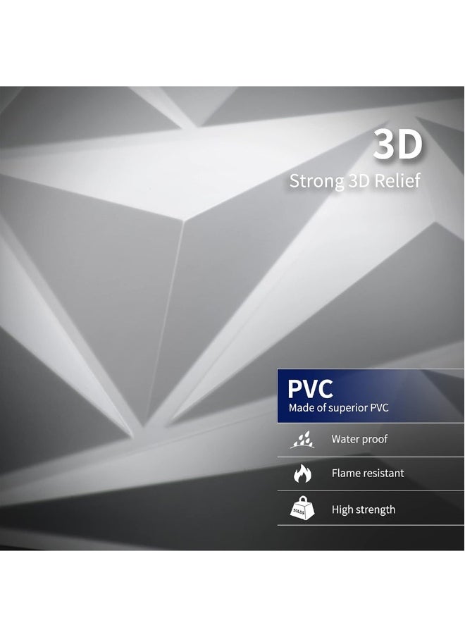 EzzySo - 12 Pcs 3D Wall Panel 3D Texture PVC Wallpaper Diamond Design Decorative Wall Cover For Living Room Lobby Bedroom Office Each 30x30cm - Image 1
