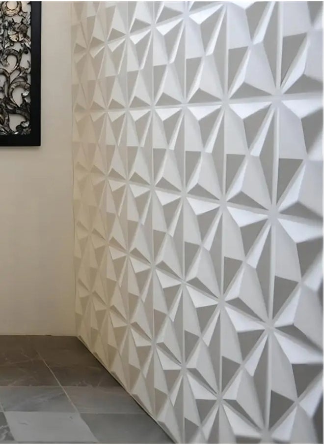 EzzySo - 12 Pcs 3D Wall Panel 3D Texture PVC Wallpaper Diamond Design Decorative Wall Cover For Living Room Lobby Bedroom Office Each 30x30cm - Image 1