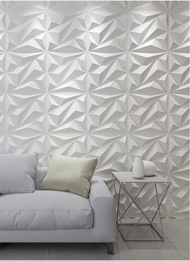 EzzySo - 12 Pcs 3D Wall Panel 3D Texture PVC Wallpaper Diamond Design Decorative Wall Cover For Living Room Lobby Bedroom Office Each 30x30cm - Image 1