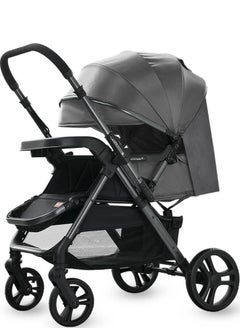 Aurlar Luxury Extra-Large Baby Stroller – High-View, Reversible, Quick Fold, UPF 50+ Canopy, 70KG Load (Premium Grey)  - Image 1