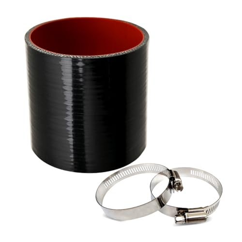 KDP 2.75" ID Straight Silicone Hose Coupler with 2 SS304 Worm Clamps, High Temp 4-Ply Reinforced 5MM Wall 3.0" Length(Qty 1) For Pipes Connecting Black - Image 1