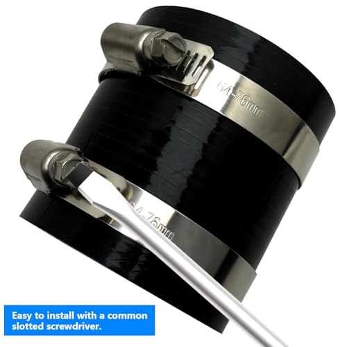 KDP 2.75" ID Straight Silicone Hose Coupler with 2 SS304 Worm Clamps, High Temp 4-Ply Reinforced 5MM Wall 3.0" Length(Qty 1) For Pipes Connecting Black - Image 5