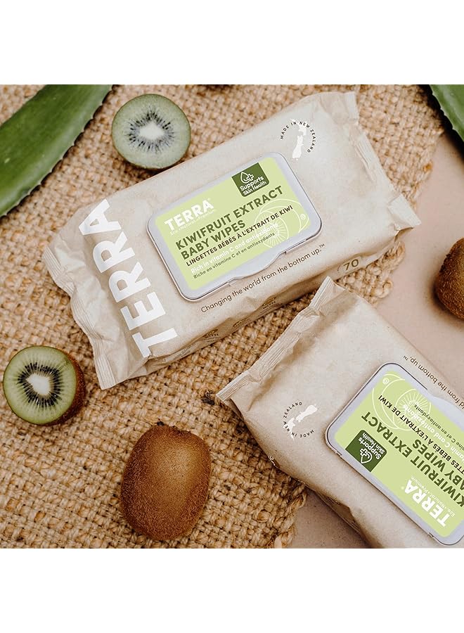 Terra Bamboo Baby WipesKiwifruit Extract 99.5% Pure New Zealand Water 100% Biodegradable Bamboo Fiber 0% Plastic Unscented Baby Wipes For Sensitive Skin 1 Pack Of 70 Wipes - Image 2