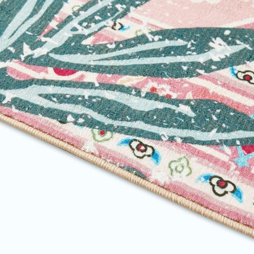 Aldopein Washable Hippie Rugs Boho Vintage Tropical Jungle 4x6 Area Rugs Accent Oriental Carpet for Bedroom Kitchen Dining Living Room Modern Indoor Entry Entrance Tribal Floor Rug - Image 5