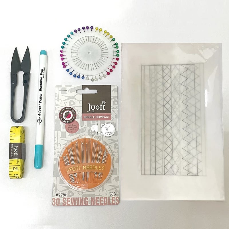 Embroiderymaterial Beginners Kit 3 Size Hoops with 50 Cotton Threads Sewing Needle Packet 2 pcs of Color Fabric, Head Pin Packet,4 Styles Pinned Design, Tracing Pen,Inch Tape & Cutter, Multicolor - Image 2