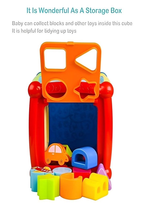 LONGMIRE Plastic Baby and Toddler Baby First's Block Shape Sorter Colors ABCD Shape Toys for 1 Year Old Girl (Multi Color) (Fancy Cube) - Image 5