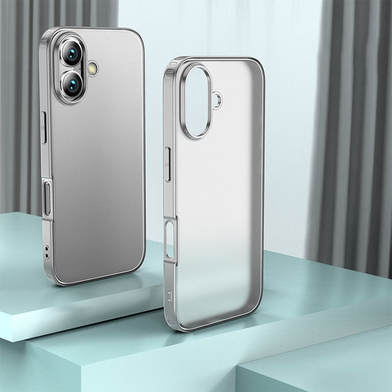 HuHa Protective Cover For iPhone 16 Armor Clear TPU Hard PC Phone Case(Grey) - Image 1