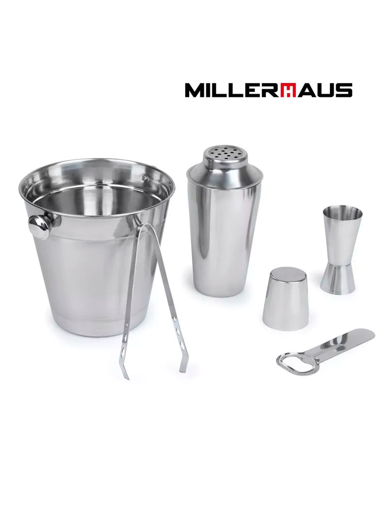 MILLERHAUS Millerhaus ICE BUCKET SET - ICE BUCKET, COCKTAIL SHAKER, TONG OPNER & JIGGER - Bar Accessories, Stainless Steel  - Image 5