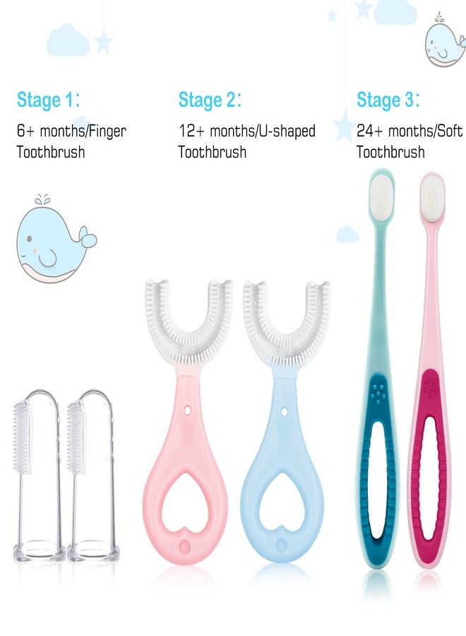 Frerdui 6 in 1 Baby Training Toothbrush Set - Infant to Toddler Toothbrush Oral Care Silicone Toothbrush for Baby - Food Grade Silicone,Extra Soft Bristles,Perfect for 6+,12+,24+ Months - Image 2