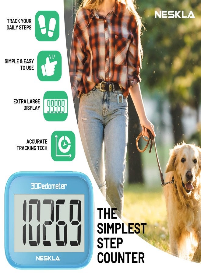 NESKLA 3D Pedometer for Walking, Simple Step Counter with Large Digital Display, Step Tracker with Removable Clip Lanyard, Accurately Track Steps for Men Women Kids Adults Seniors - Image 2