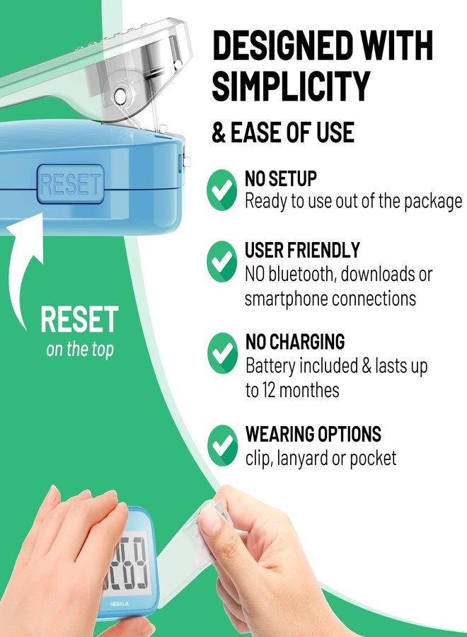 NESKLA 3D Pedometer for Walking, Simple Step Counter with Large Digital Display, Step Tracker with Removable Clip Lanyard, Accurately Track Steps for Men Women Kids Adults Seniors - Image 3