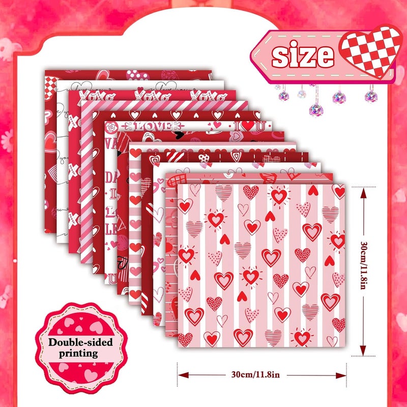 Konsait 24 Sheets Valentines Day Scrapbook Paper 12x12 Double Sided Decorative Cardstock Craft Paper for Card Making Anniversaries Pink Patterned Papers Red Origami Papers Valentine Scrapbook Supplies - Image 3