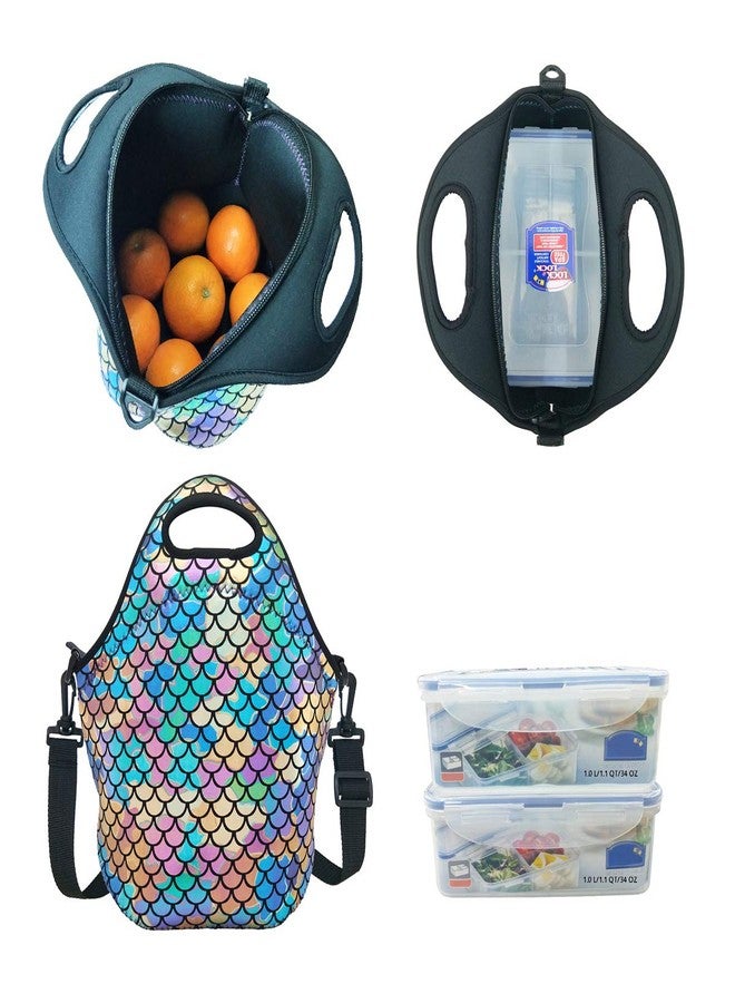 YOUDA Insulated Lunch Bag Neoprene Shoulder Lunch Tote Boxes Bags for Women Men Work Office Outdoor Picnic Travel (Colorful) - Image 4