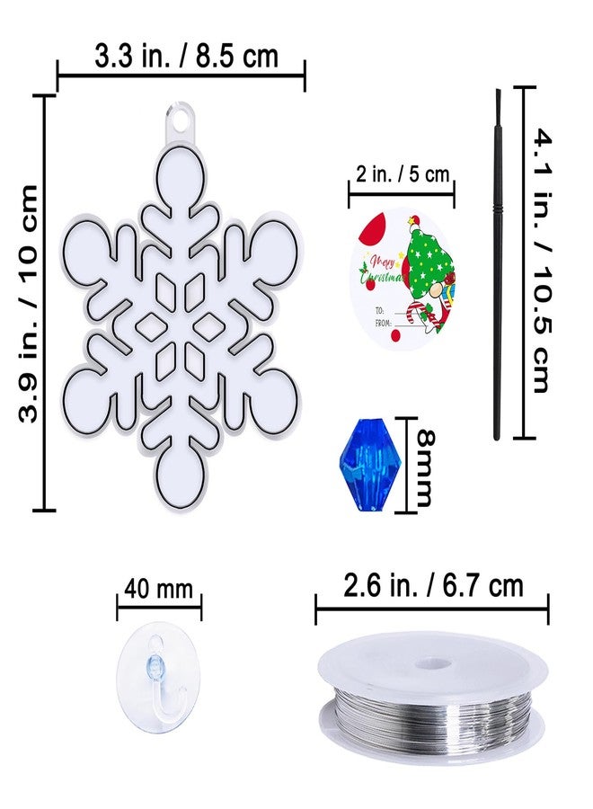Winlyn 24 Sets Snowflake Suncatchers Ornaments Decorations DIY Window Paint Art Suncatchers Christmas Craft Kits Hanging Snowflake Sun Catchers for Kids Christmas Winter Home Classroom Party Activity - Image 5