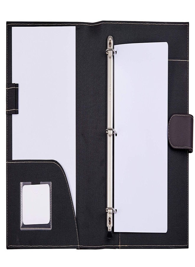 It's Academic Mini Executive Leather Portfolio Folder, 1" Ring Binder and 250-Sheet Capacity, Note Pads, and 5.5" x 8.5" Documents, 2 Pen Loops, Dark Brown Faux Leather (98295 - Image 4