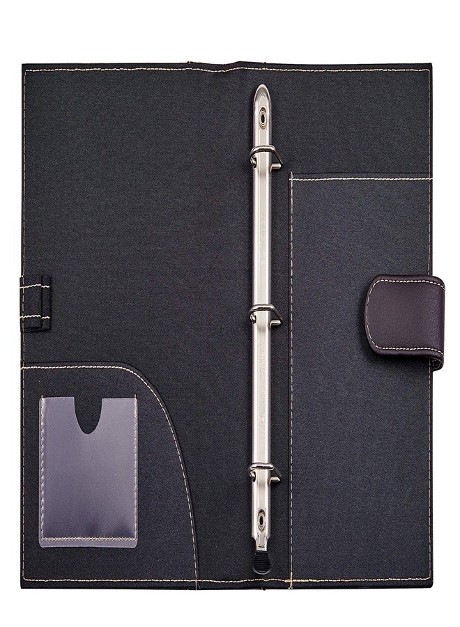 It's Academic Mini Executive Leather Portfolio Folder, 1" Ring Binder and 250-Sheet Capacity, Note Pads, and 5.5" x 8.5" Documents, 2 Pen Loops, Dark Brown Faux Leather (98295 - Image 3