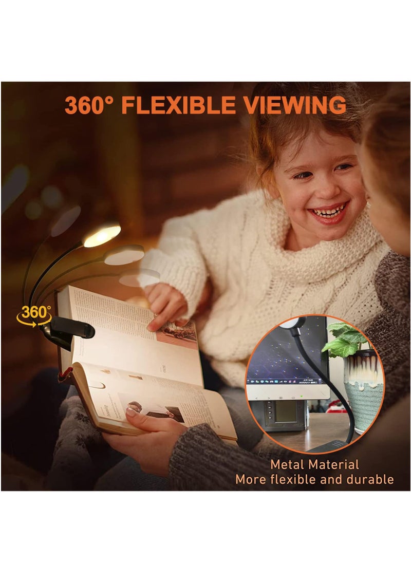 Rechargeable Book Reading Light, Adjustable Brightness, 3-Color Temperature,60 + Hours Running Time, Eye Care 12 Led Lights For Reading