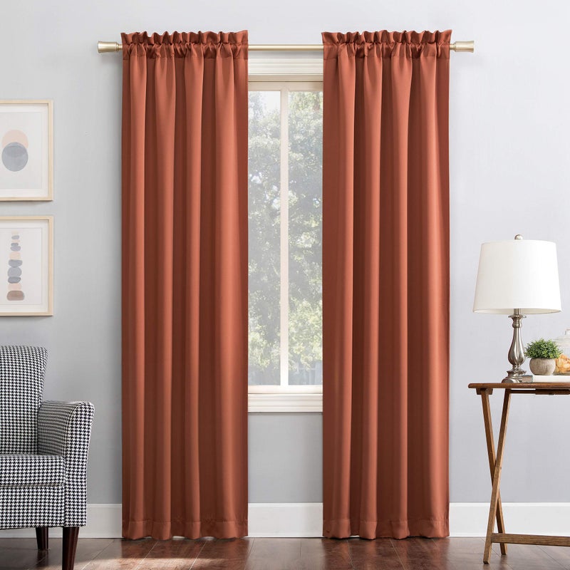 Sun Zero Sun Zero Easton Energy Saving Blackout Rod Pocket Curtain Panel 40 x 84 Terracotta 
