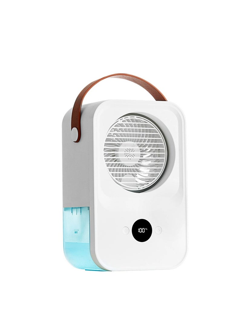 إيفرين مروحة تكييف هواء مع شاشة رقمية مدمجة مروحة محمولة USB سطح المكتب مع رش ماء لتبريد (أبيض مع تحكم صوتي) - Image 1