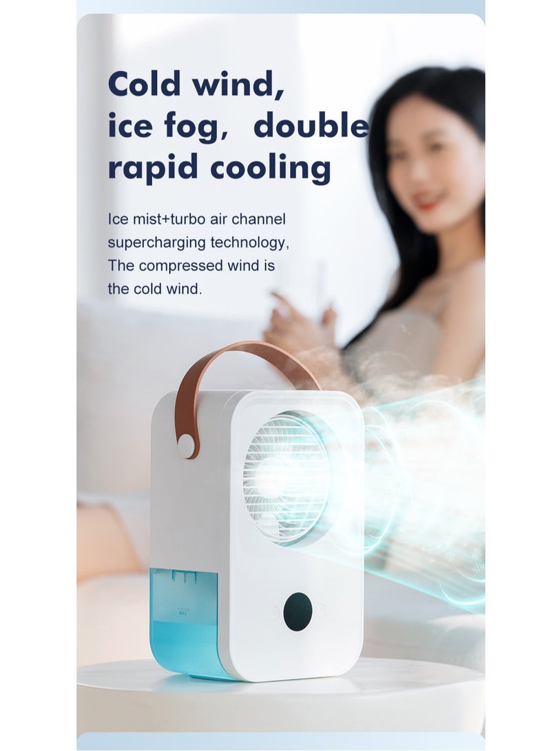 إيفرين مروحة تكييف هواء مع شاشة رقمية مدمجة مروحة محمولة USB سطح المكتب مع رش ماء لتبريد (أبيض مع تحكم صوتي) - Image 5