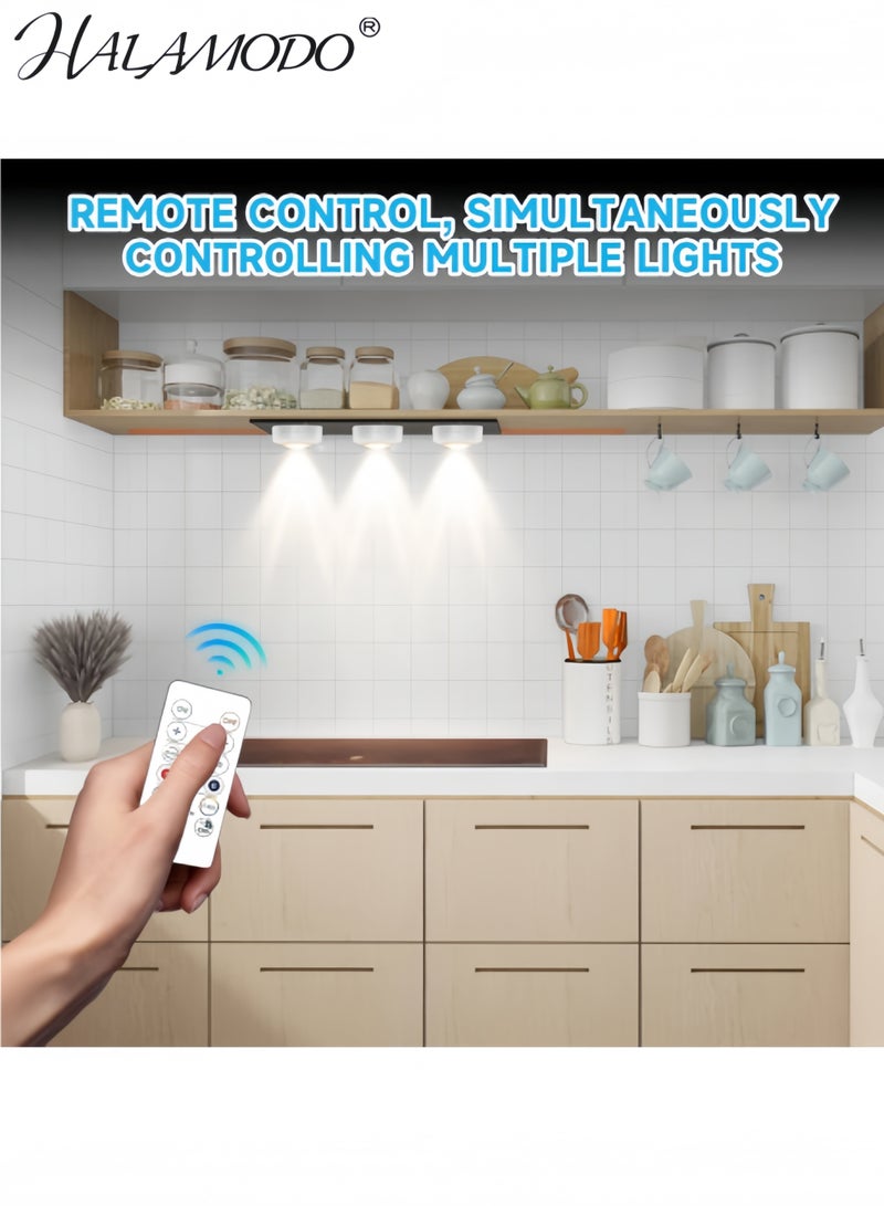 HALAMODO 6pcs LED Puck Lights Wireless 16 Color Changing LED Under Cabinet Lighting Closet Light Battery Powered Night Lights with Remote Control Dimmer & Timing Function - Image 2