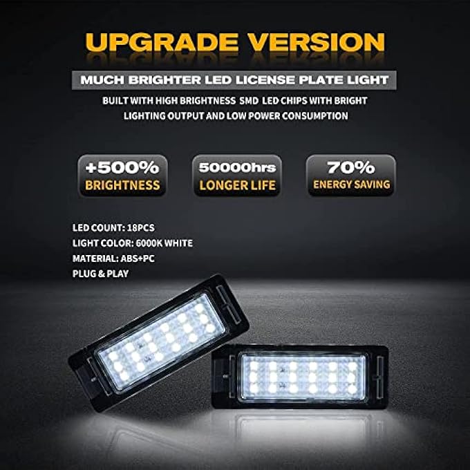 Gempro مجموعة مصابيح لوحة ترخيص LED متوافقة مع كامارو وكورفيت وإكوينوكس وإمبالا وفولت وكاديلاك وبيوك 6000 كلفن أبيض - Image 3