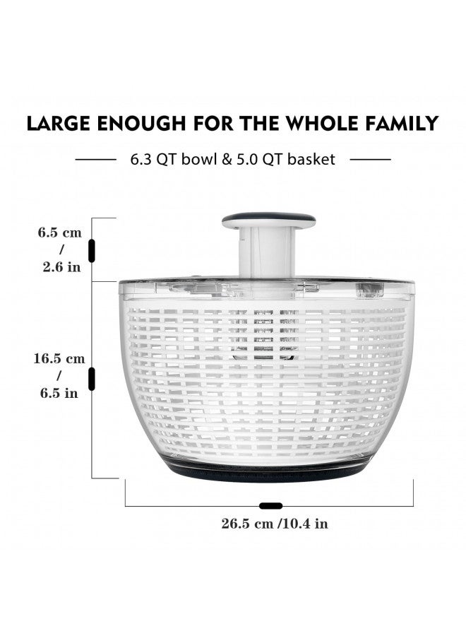 Ourokhome Ourokhome Salad Spinner Lettuce Dryer, One-handed Easy Press Large Vegetable Dryer Salad Mixer with Comfortable and Retractable Pusher and Brake Button for Greens, Herb, Berry, Fruits, 6.3 QT, Black  - Image 4