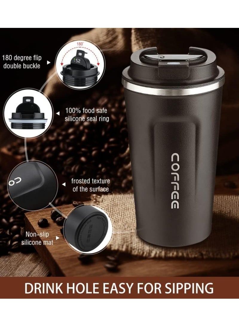 Coffee Intelligent Digital Display 510ml 304 Stainless Steel Coffee Cup Thermal Mug Office Termal Cafe Travel Insulated Bottle,Vacuum Insulated Travel Mug, Leakproof Double Wall Stainless Steel Reusable Coffee Cup with Lid for Hot and Cold Drinks - Image 4