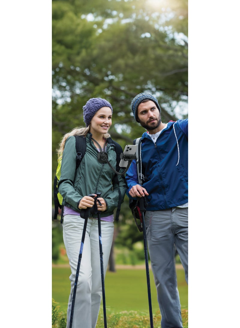 جرين ليون حامل رقبة مرن قابل للارتداء مع دوران 360 درجة ومطاط سيليكون ناعم / توافق واسع / مرن وسهل المشاهدة أثناء الحركة / سعة تحميل 500 جرام / مناسب للتدوين اليومي وتصوير السفر وركوب الدراجات والمشي لمسافات طويلة في الهواء الطلق - أسود - Image 2