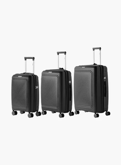 وايف Textured 3-Piece Hardcase Trolley Bag with Retractable Handle Set Set-3 - 20-24-28
