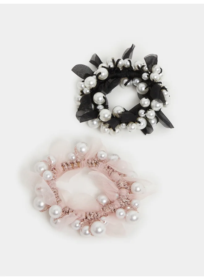 ستايلي Styli Set of 2 - Faux Pearl Design Hair Tie