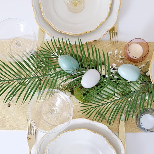 Ruidazon 40 Pcs Artificial Palm Leaves, 20.4" Outdoor Faux Palm Fronds Fake Tropical Palm Leaves for Palm Sunday Flower Arrangement Wedding Birthday Party Home Spring Summer Decor - Image 3