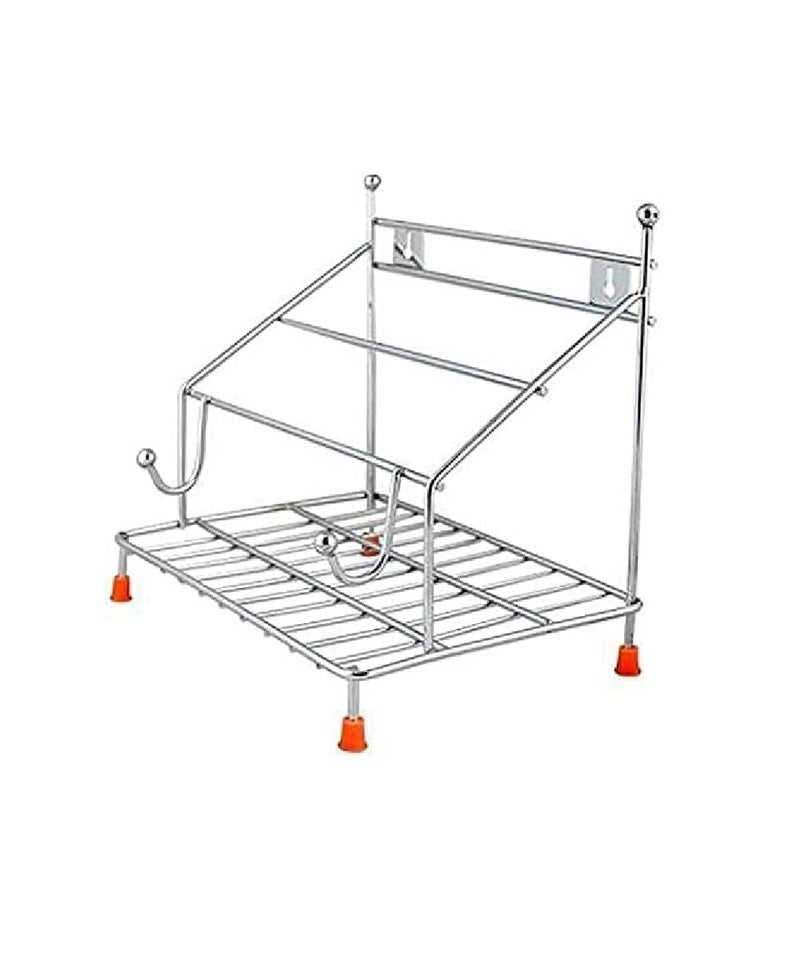 12FOR COLLECTION Combo cup stand holder and Tawa Stand for Kitchen - 100% Rust-Free Stainless Steel Rolling Pin Board Holder Wall Mount Stand 4 in1 Holder - Image 2