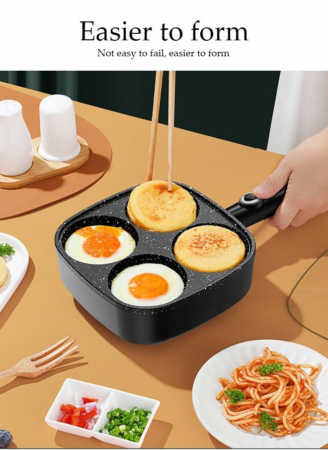 DUNISO - 4-HoleFrying Egg Pan, Home Use, Breakfast Egg Hamburger Pancake Pan, Suitable For Hamburger Egg Ham Pancake Machine, Non-Stick Pan, Black - Image 1