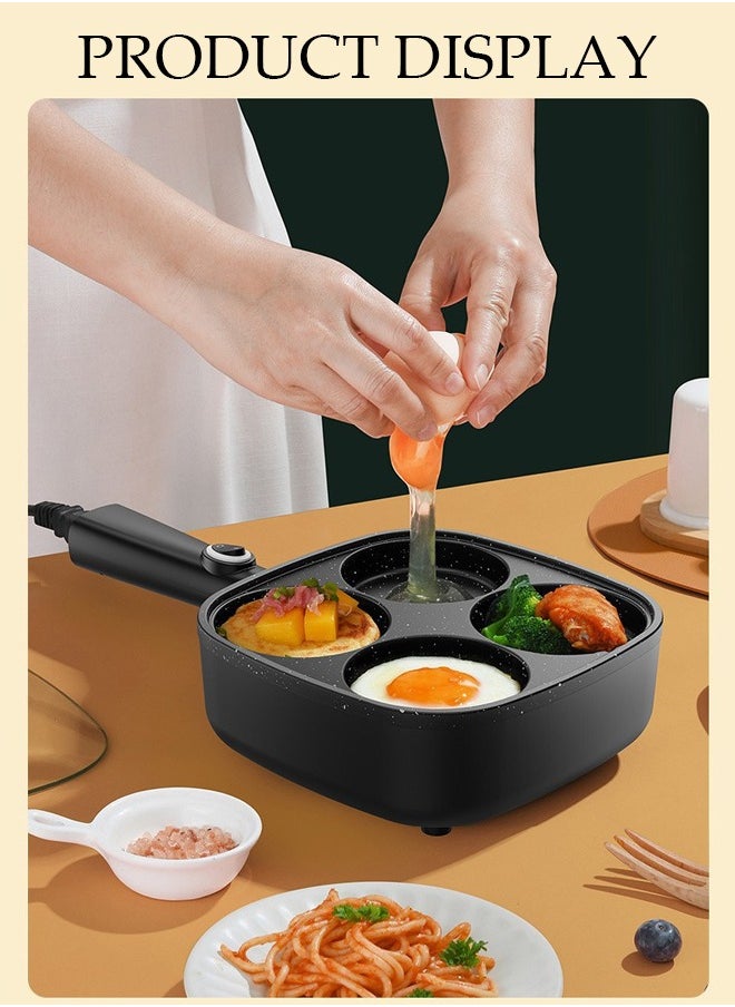 DUNISO - 4-HoleFrying Egg Pan, Home Use, Breakfast Egg Hamburger Pancake Pan, Suitable For Hamburger Egg Ham Pancake Machine, Non-Stick Pan, Black - Image 1