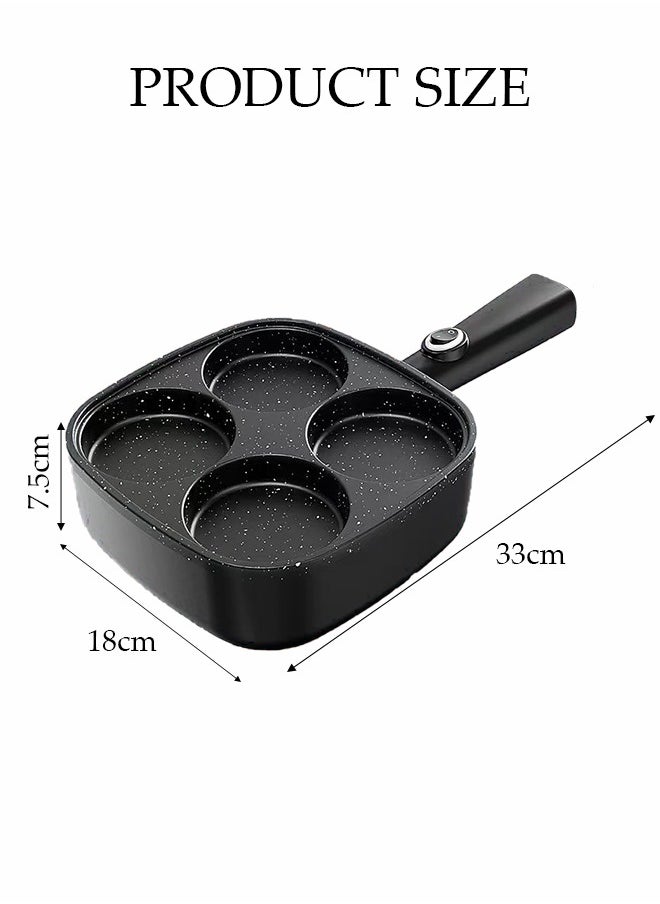 DUNISO - 4-HoleFrying Egg Pan, Home Use, Breakfast Egg Hamburger Pancake Pan, Suitable For Hamburger Egg Ham Pancake Machine, Non-Stick Pan, Black - Image 1
