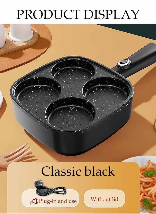 DUNISO - 4-HoleFrying Egg Pan, Home Use, Breakfast Egg Hamburger Pancake Pan, Suitable For Hamburger Egg Ham Pancake Machine, Non-Stick Pan, Black - Image 1